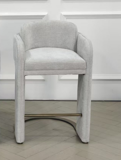 Indigo Upholstered Counter Chair in White with Brass Base