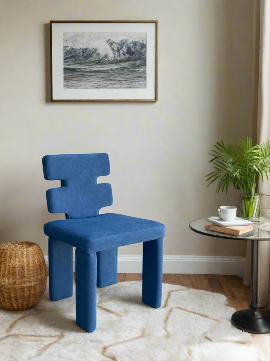 Set of 8 Mya Dining Chairs in Blue