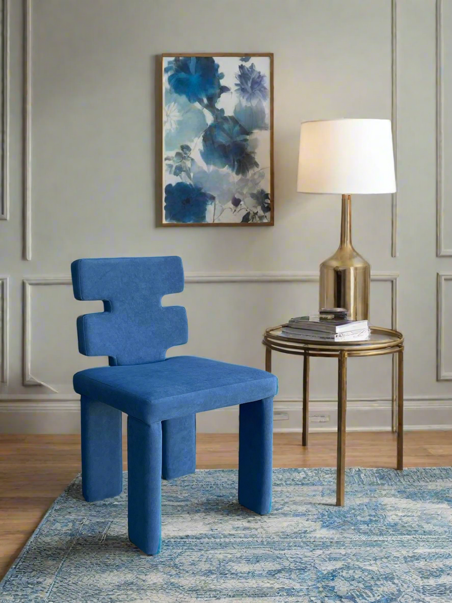 Set of 8 Mya Dining Chairs in Blue