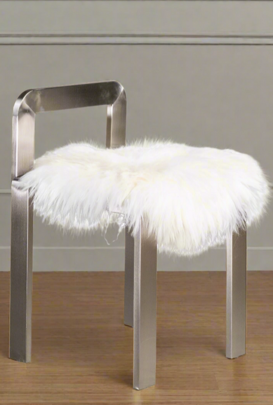 Tara Silver Metal Chair with Sheepskin pad