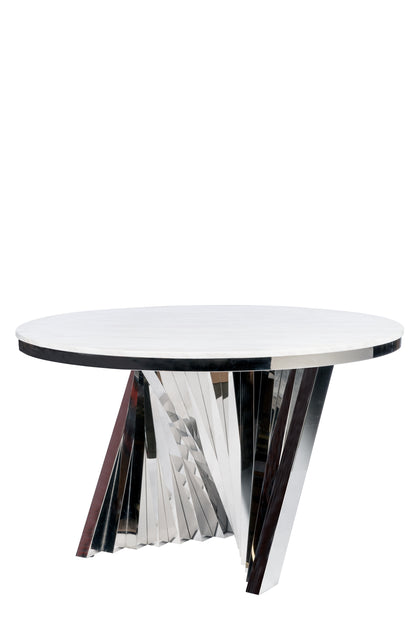 Round Waterfall Dining Set for 6 in Silver and Black