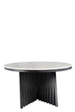 Waterfall Round Black Dining Set for 6 with Black Chairs