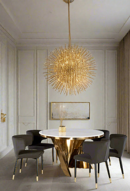 gold and black dining table set