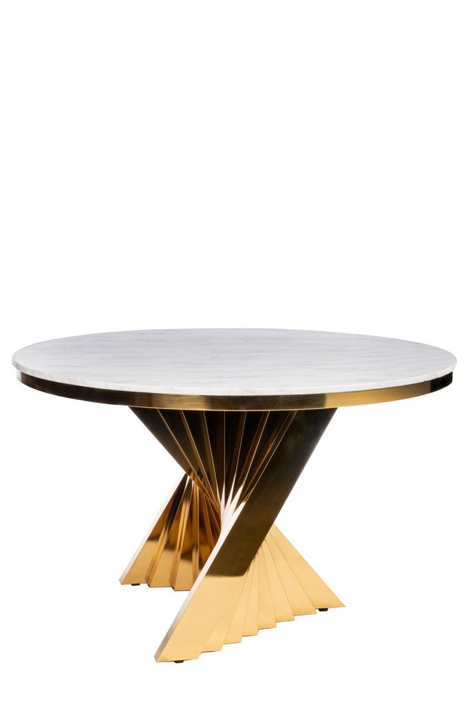 Conan Round Gold Dining Table Set for 6