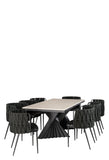 Black Waterfall Dining Set for 8 with Black Chairs