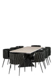 Black Waterfall Dining Set for 8 with Black Chairs