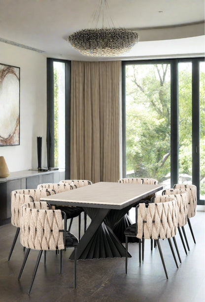 Waterfall Rectangular Marble Top 71" long Dining Table