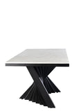 Black Waterfall Dining Set for 8 with Black and White Chairs-PRE-ORDER