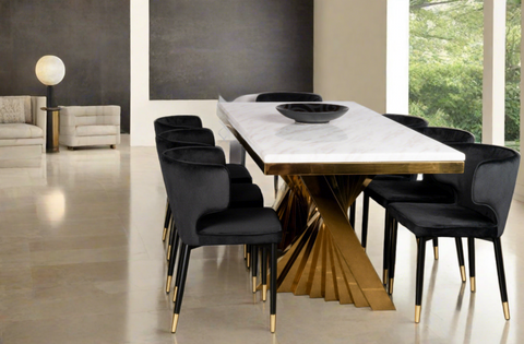 Waterfall Dining Set for 8 in Black