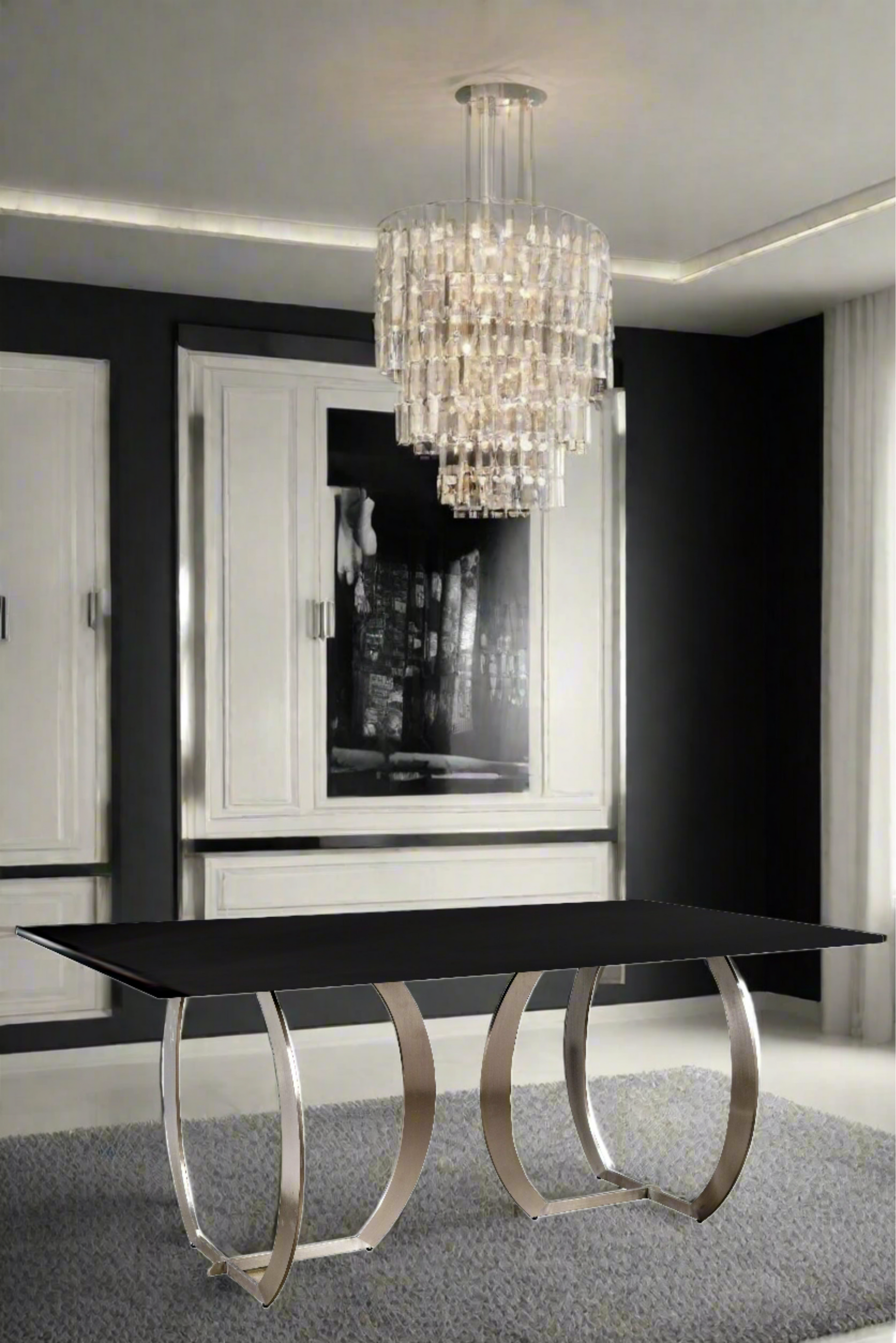 black and silver modern dining table