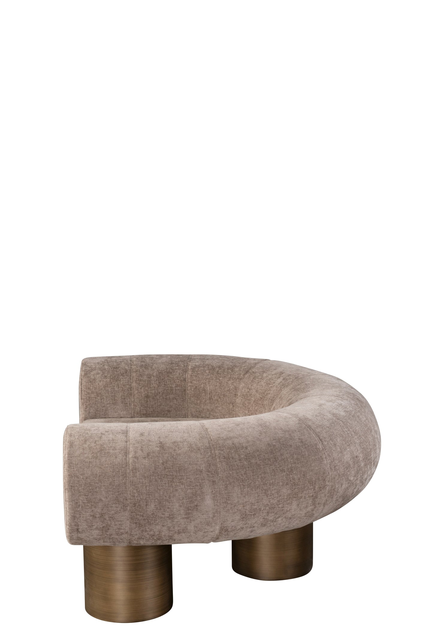 Mia Modern Curved Brown Accent Chair with Gold Metal Legs - Luxe Upholstered Statement Chair