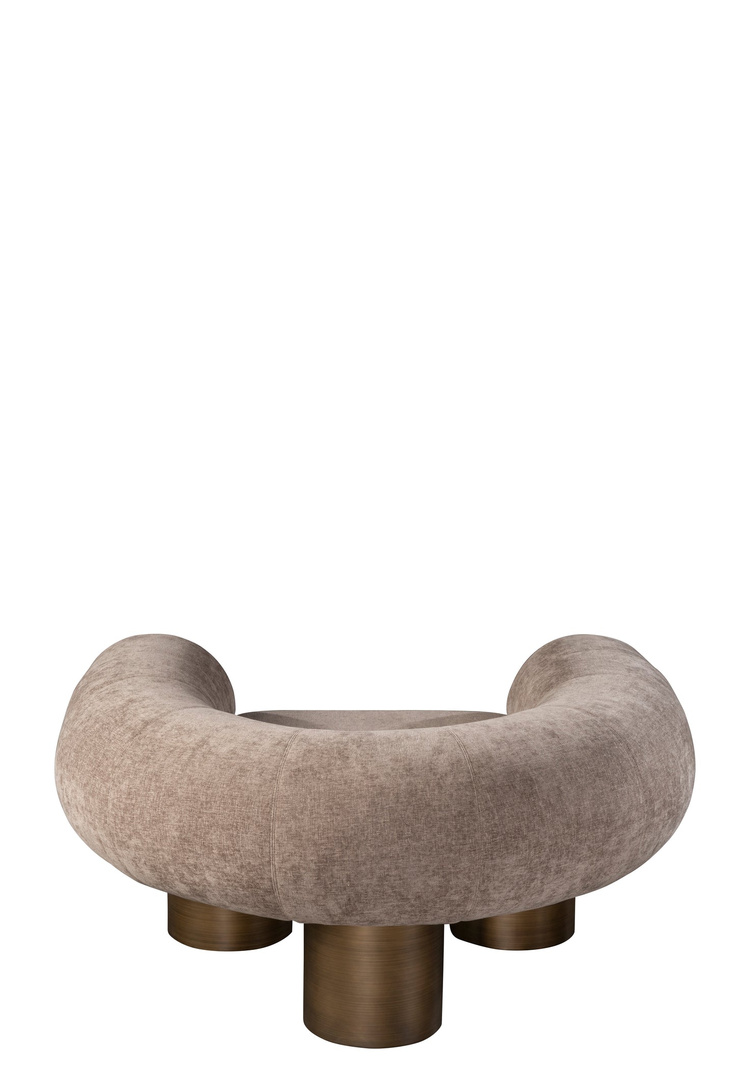 Mia Modern Curved Brown Accent Chair with Gold Metal Legs - Luxe Upholstered Statement Chair