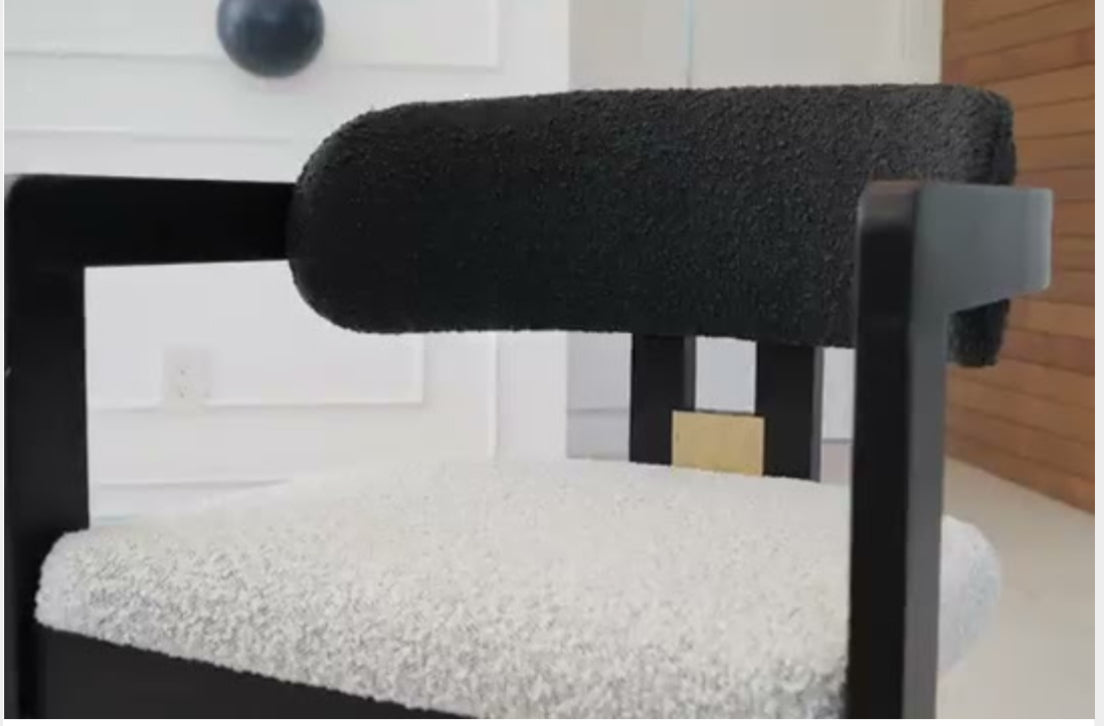 Conan 92" Long Marble Top Dining Table Set for 8 with Black and White Chairs