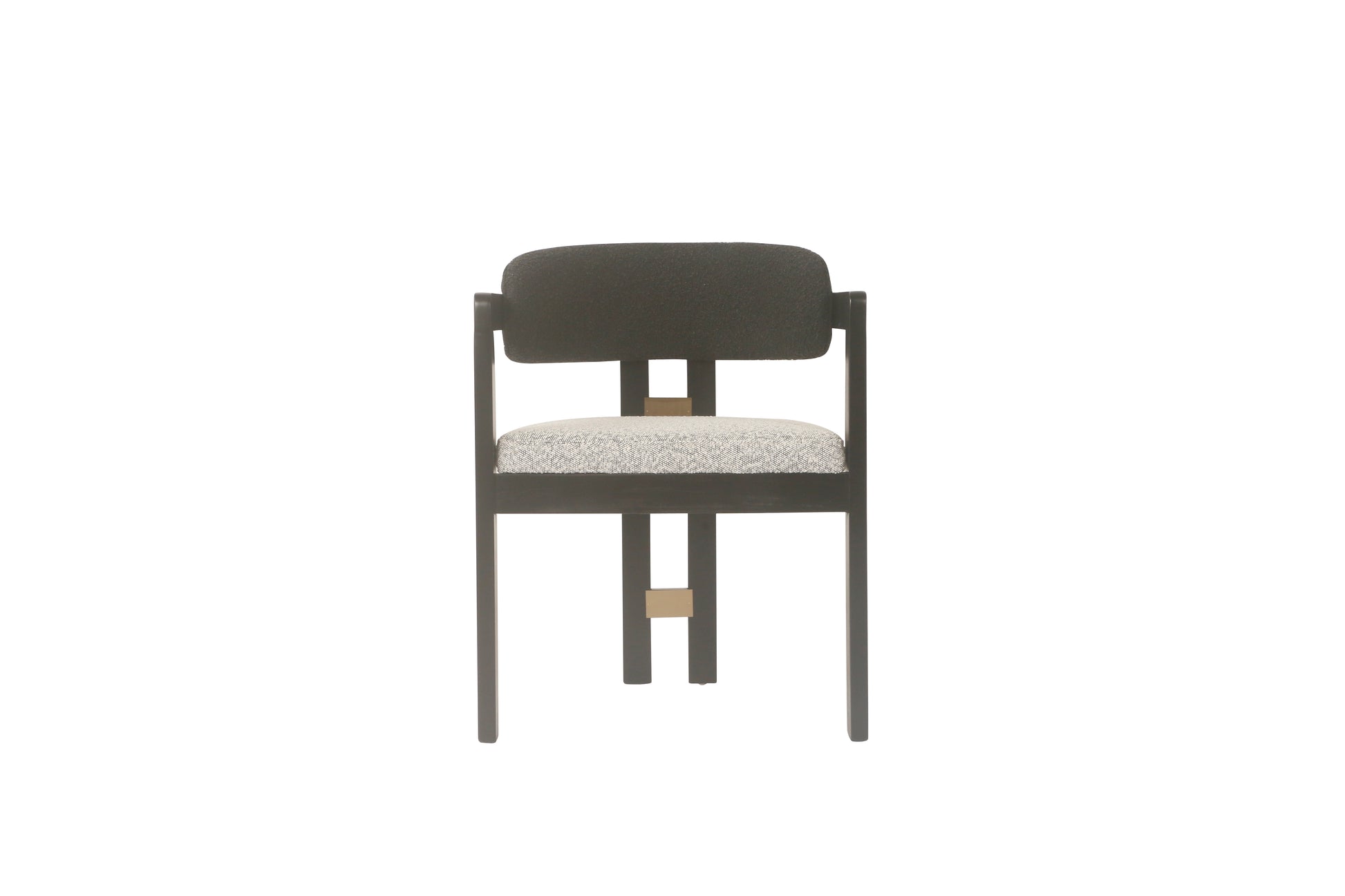 Boucle curved black dining chair 
