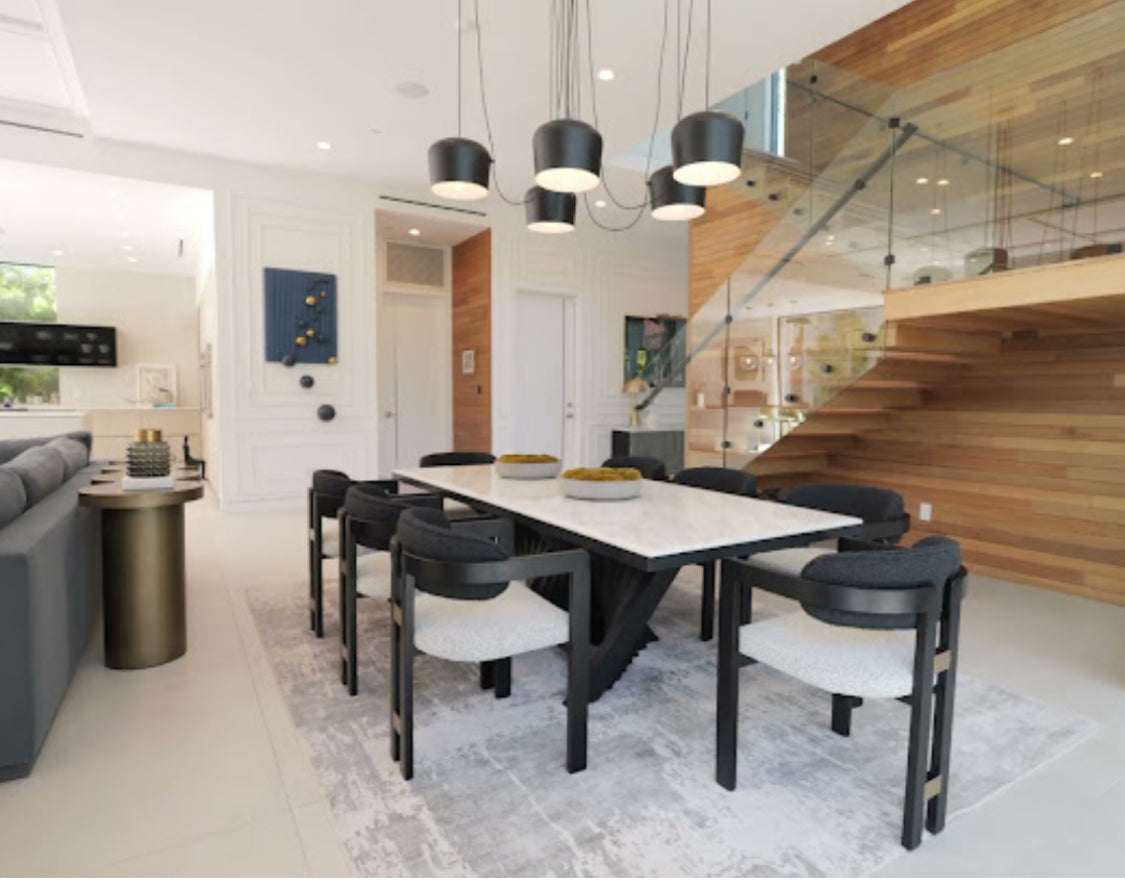 Conan sculptural black dining table set