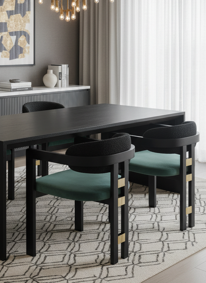 green upholstered dining chair