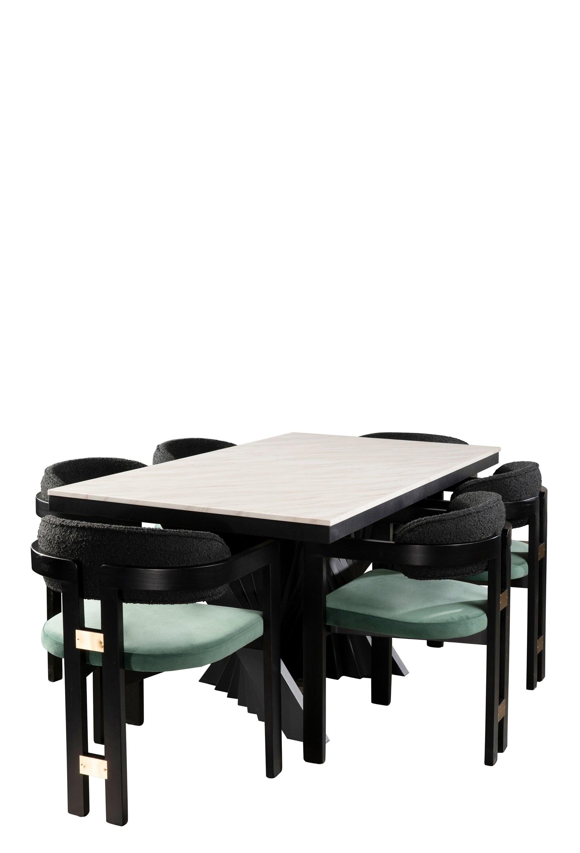 Dining table set with wood armchairs