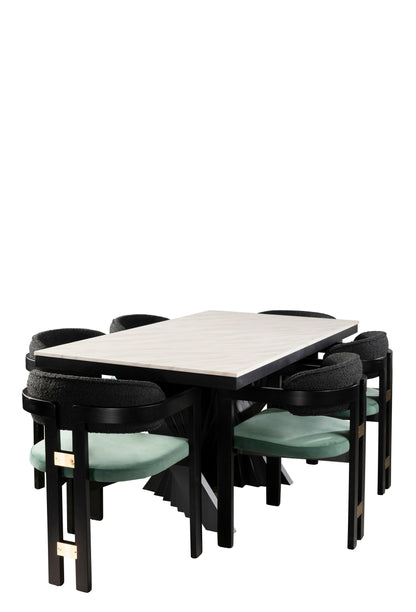 Dining table set with wood armchairs