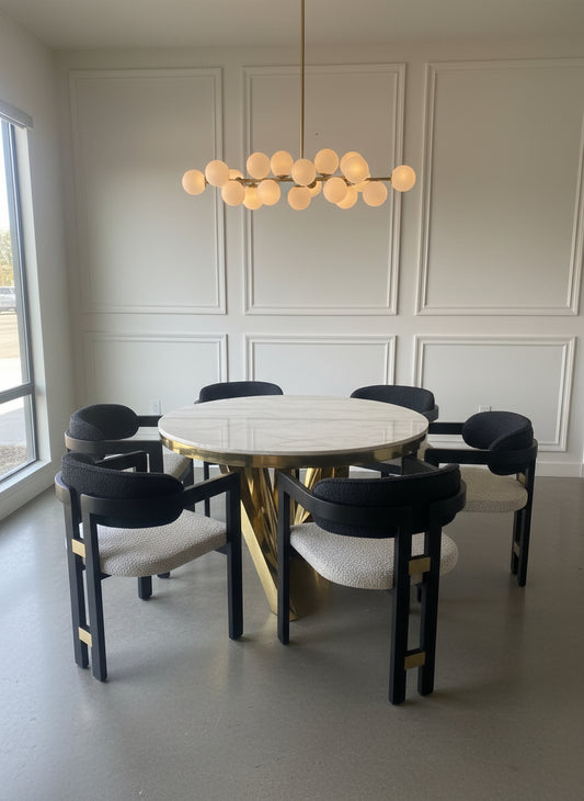 Black and gold chic dining table set