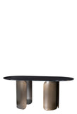 D18-Nolan Marble Top Oval Dining Table with Bronze Base