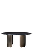 D18-Nolan Marble Top Oval Dining Table with Bronze Base