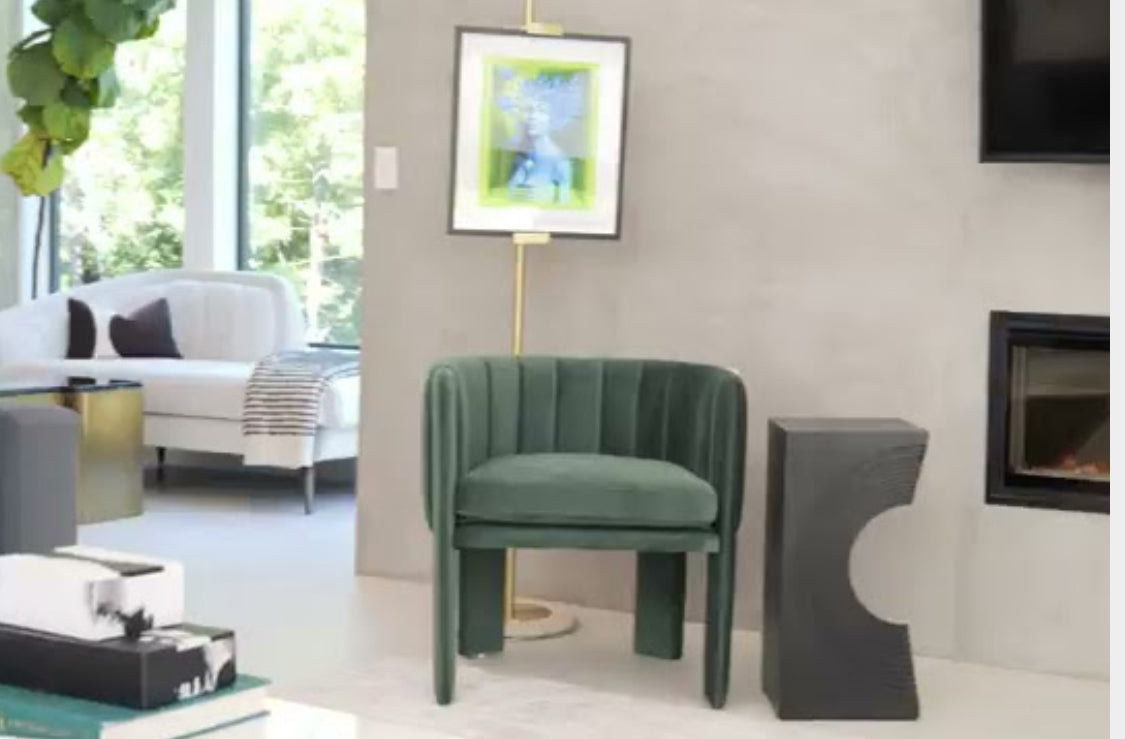 Olivia Channel Tufted Armchair Barrel Chair in Green