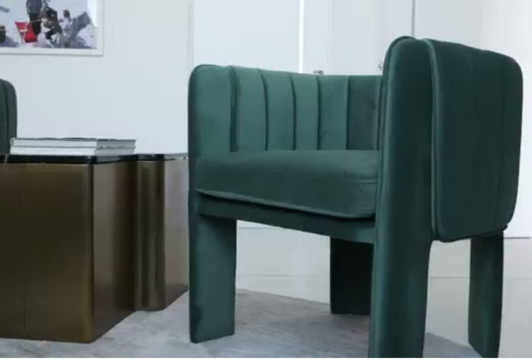 Olivia Channel Tufted Armchair Barrel Chair in Green