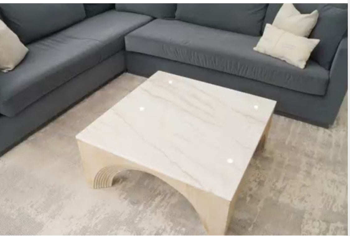 Paxton Marble Top Square Arch Coffee Table 36"w