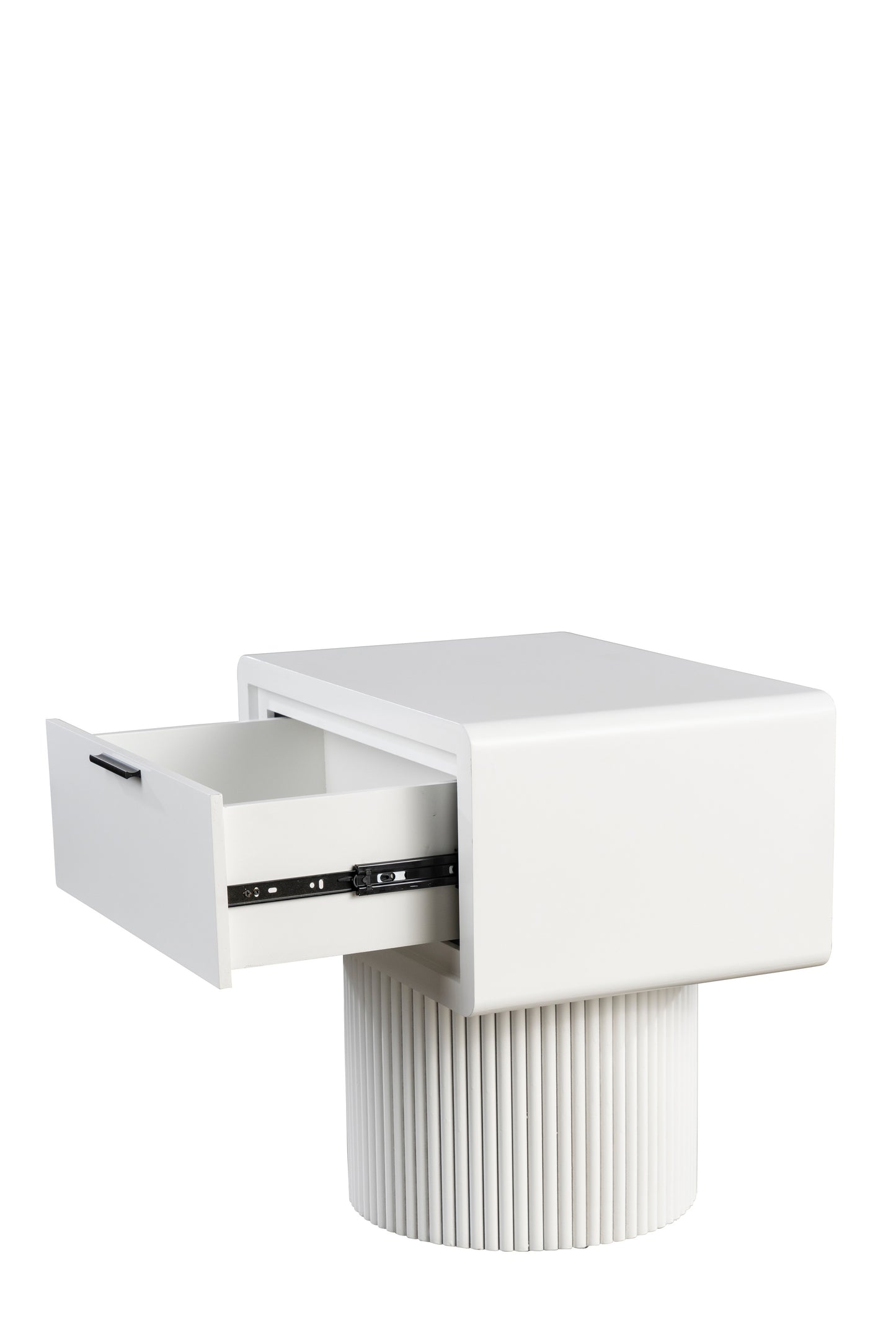 Marant Fluted Nightstand in White
