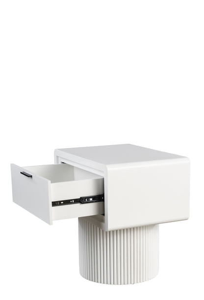 Marant Fluted Nightstand in White