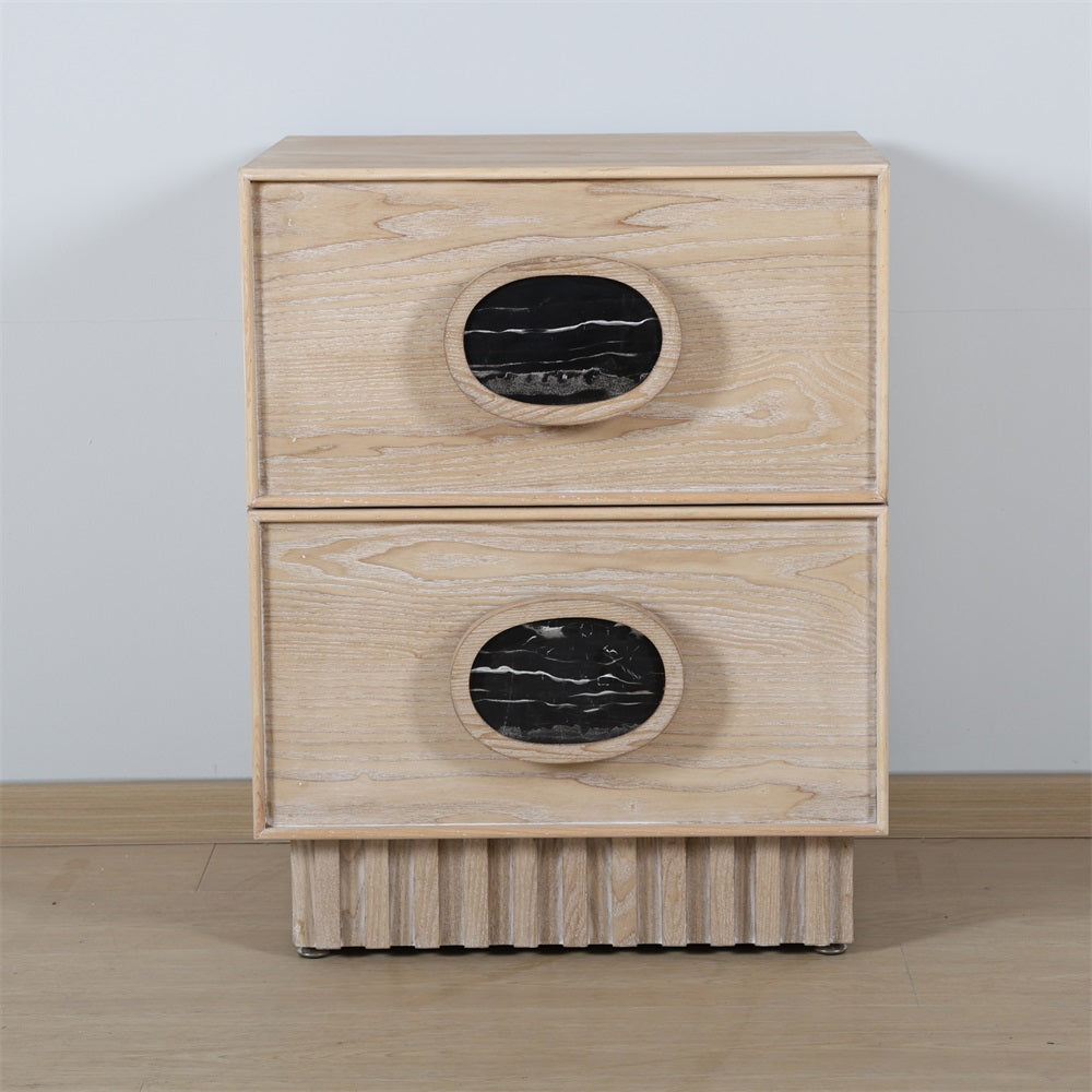 Lulu Light Oak Nightstand with Black Handles