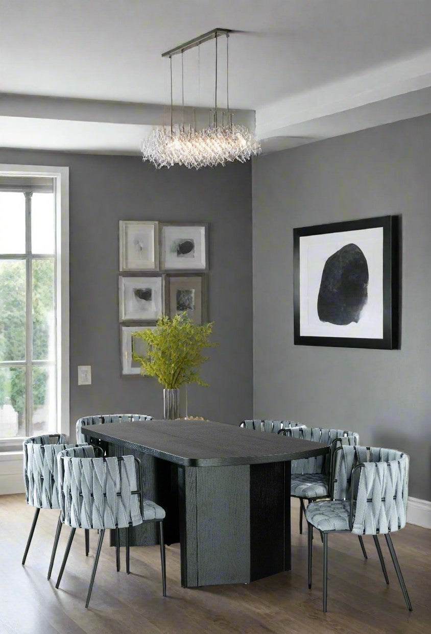 Bradley Rectangular Dining Table Set for 6 with Gray Chairs