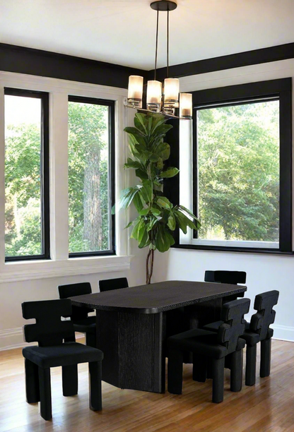 Mya Rectangular Dining Table Set for 6 in Black