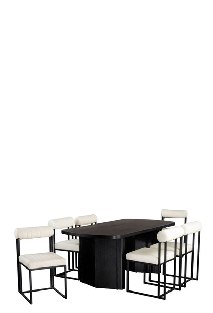 Milo Rectangular Dining Table Set for 6 in White