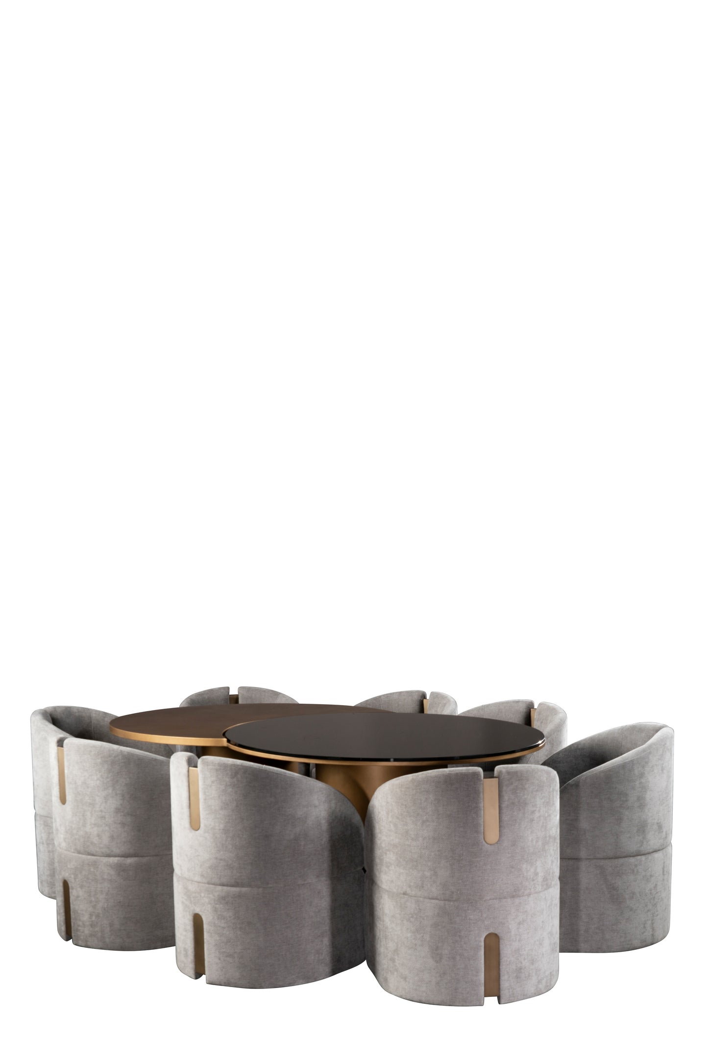 79"Long Modern Irregular Kaylee Luxury Dining Table Set with 8 Gray Chairs