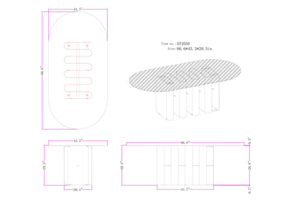Romeo Glass Top Sculptural Oval Dining Table for 8 in Brass