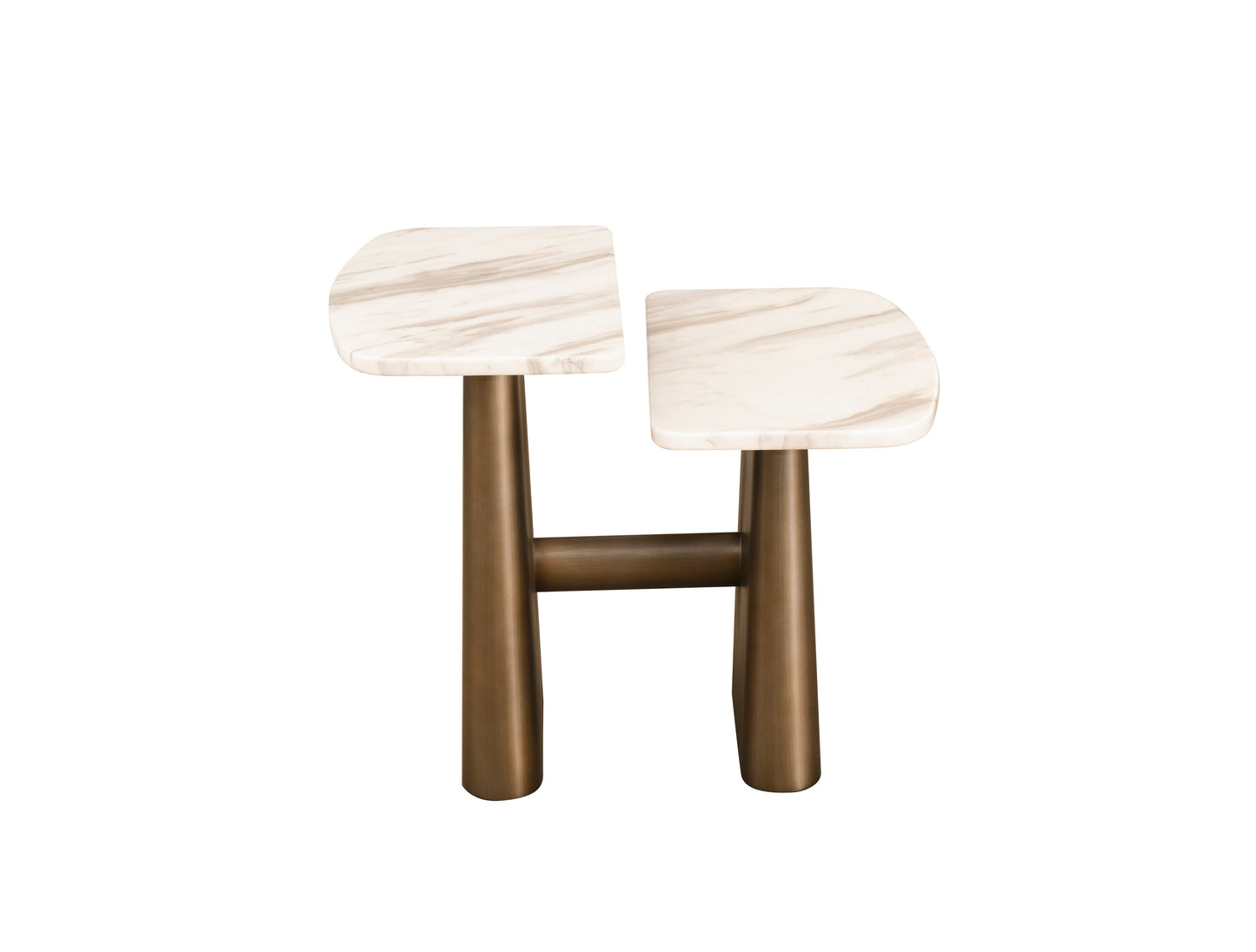 Kaia Contemporary Marble and Brass 2 Tier Side Table