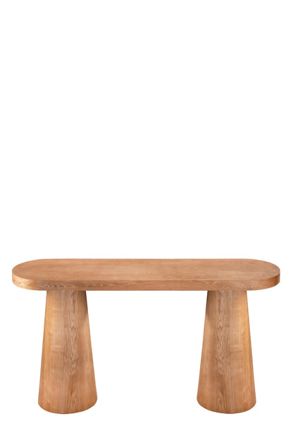 Cone Legs Oval Modern Console Table in Honey Oak