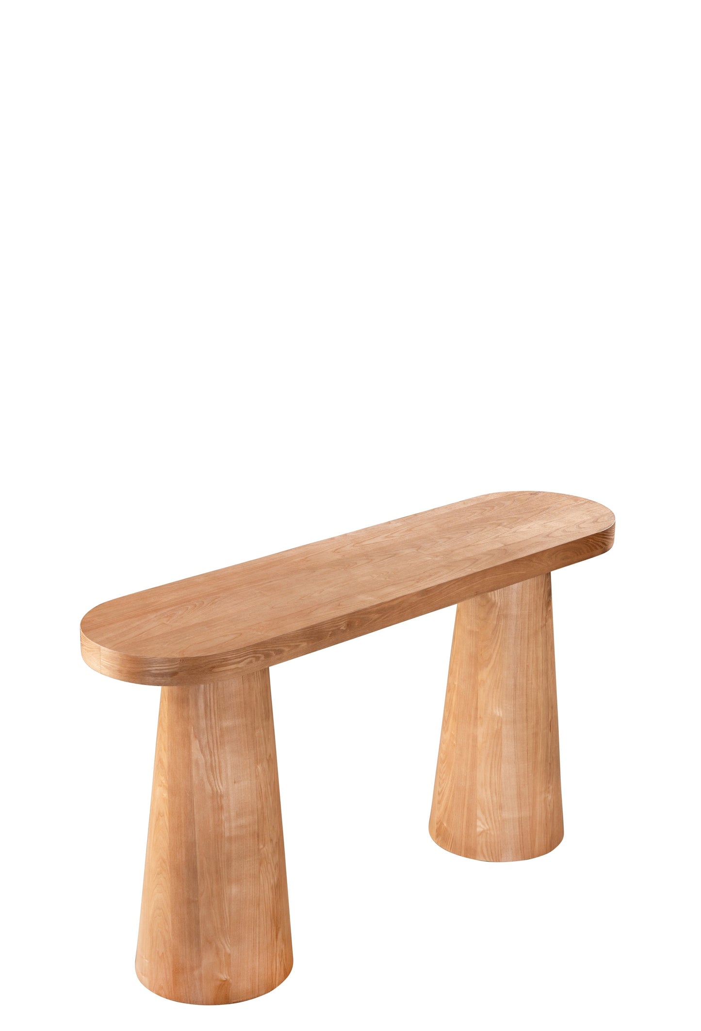 Cone Legs Oval Modern Console Table in Honey Oak