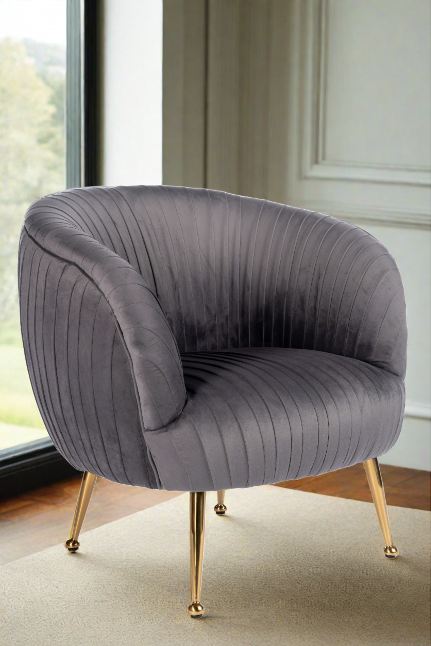 Beatrice Curved Accent Armchair in Gray