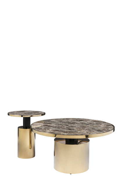 Taylor Set of 2 Coffee Table Set-Brown and Gold