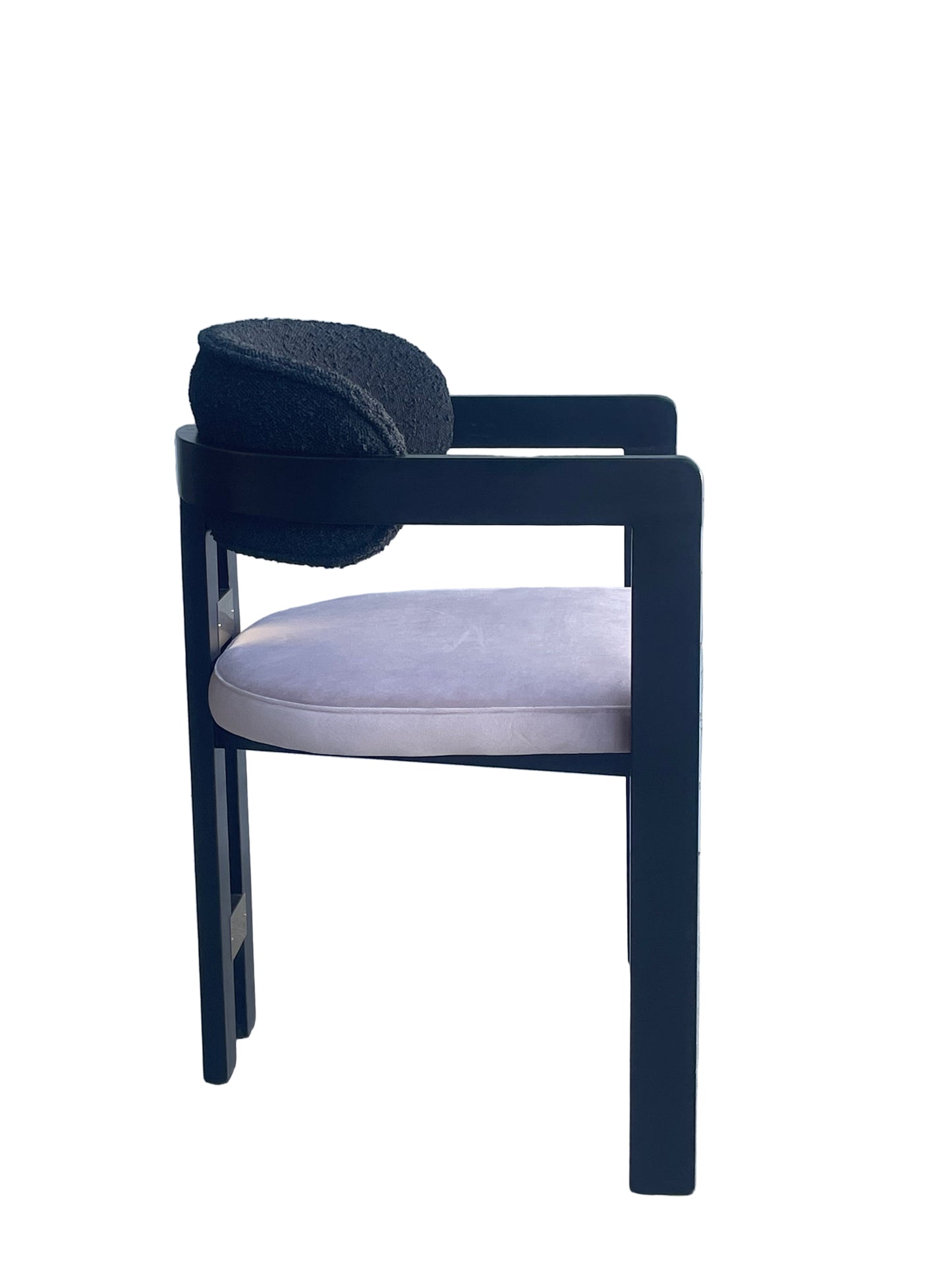 Conan Modern Curved Arm Dining Chair in Black and Mauve
