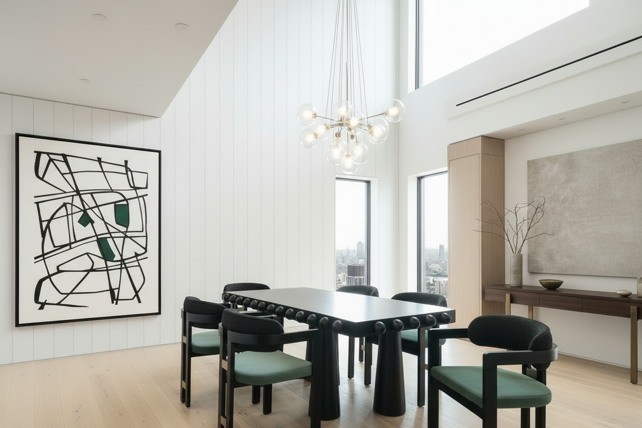 Dot Rectangular Wood Dining Table in Black (Copy)