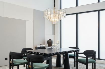 Dot Rectangular Cone Legs Contemporary Wood Dining Table in Black