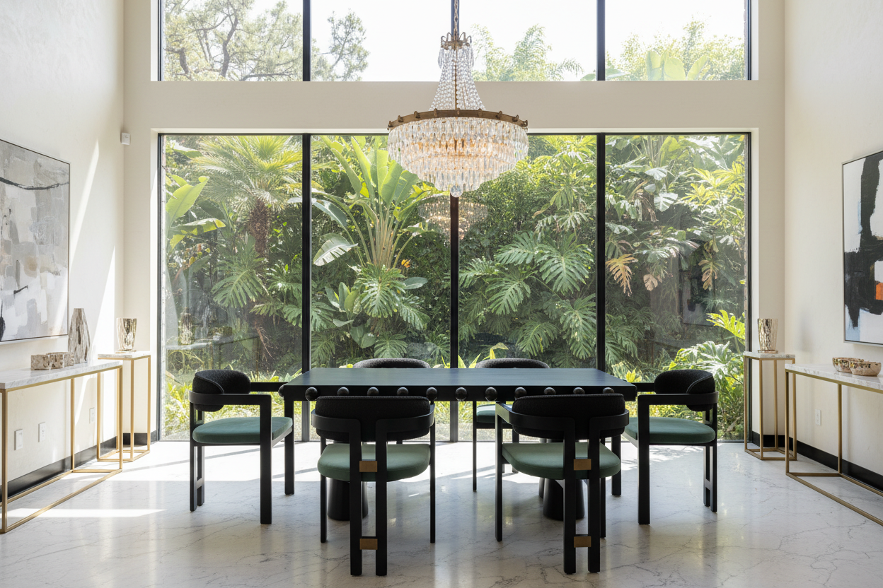 Dot Rectangular Cone Legs Contemporary Wood Dining Table in Black