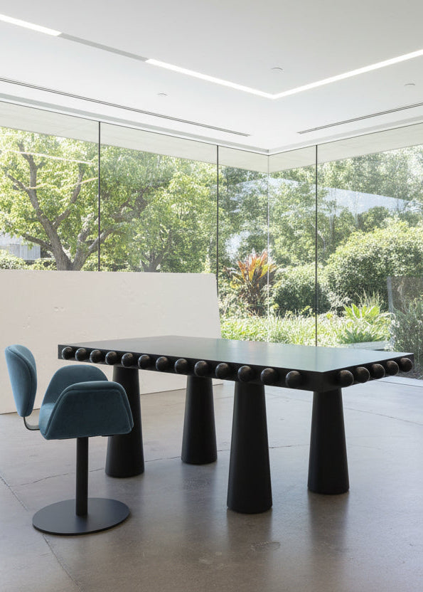 Dot Architectural Black Wood Desk with Ball Design