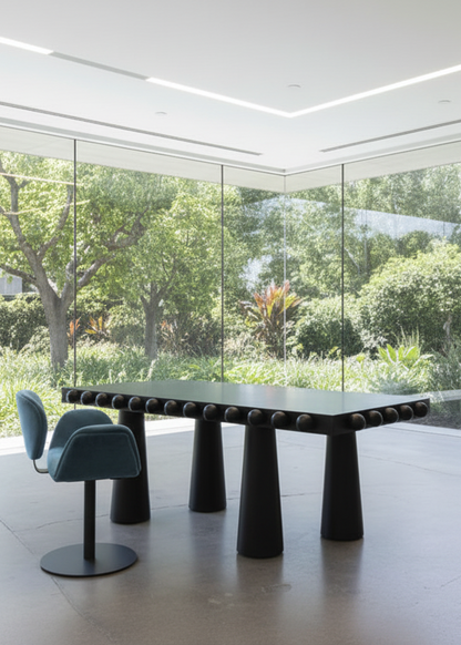 Dot Architectural Black Wood Desk with Ball Design