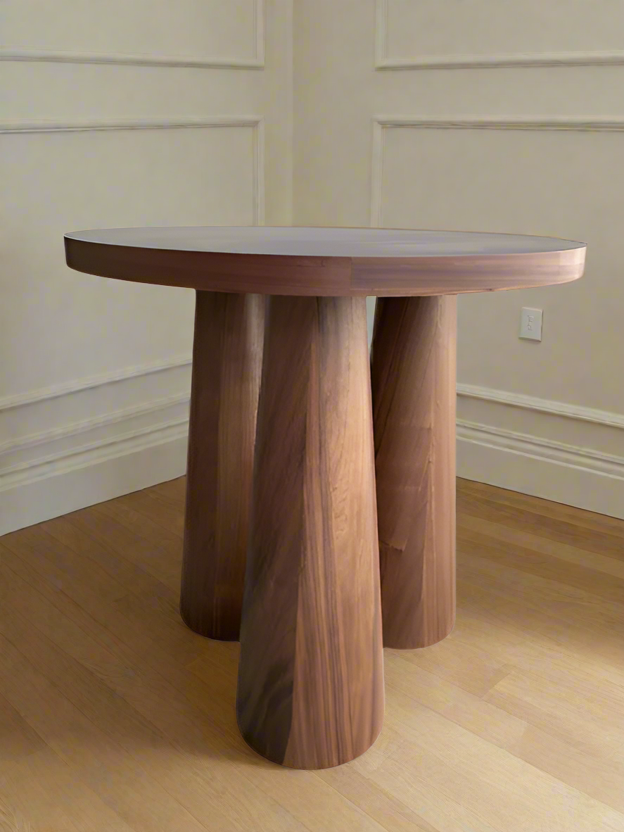 Cone Legs Wood Round Accent Entry Table