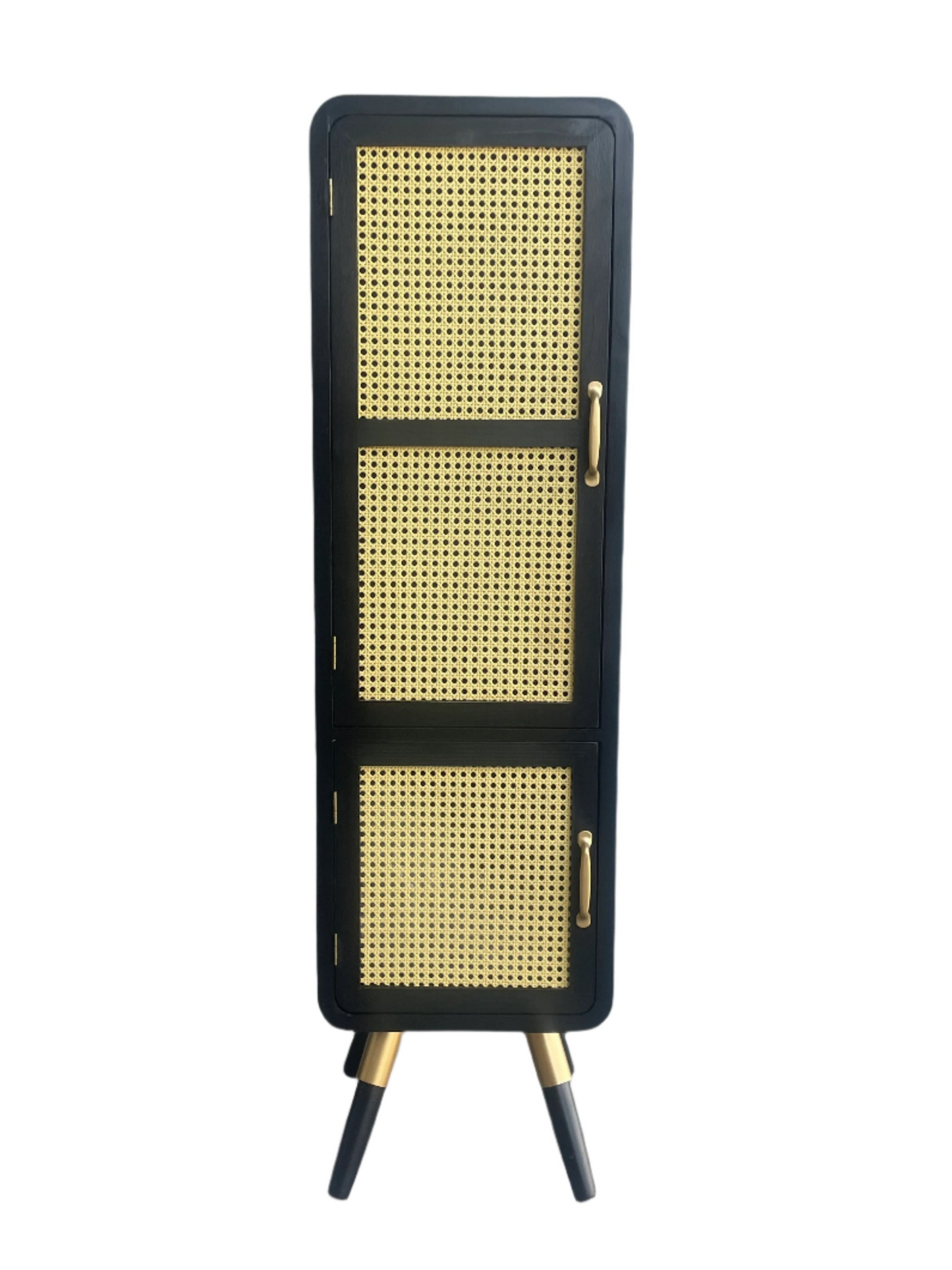 Shia Black Tall Cane Accent Cabinet