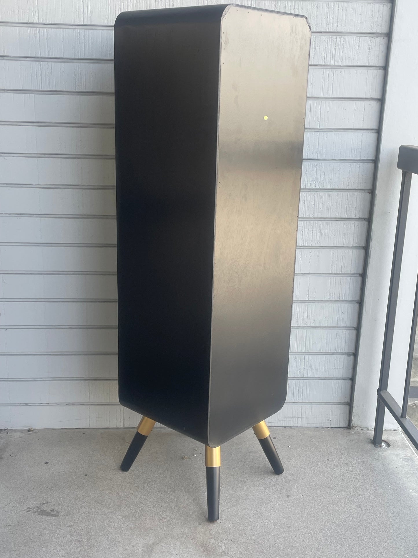 Shia Black Tall Cane Accent Cabinet